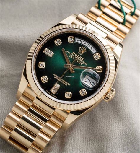 rolex day date green dial diamond|rolex day date 36 price.